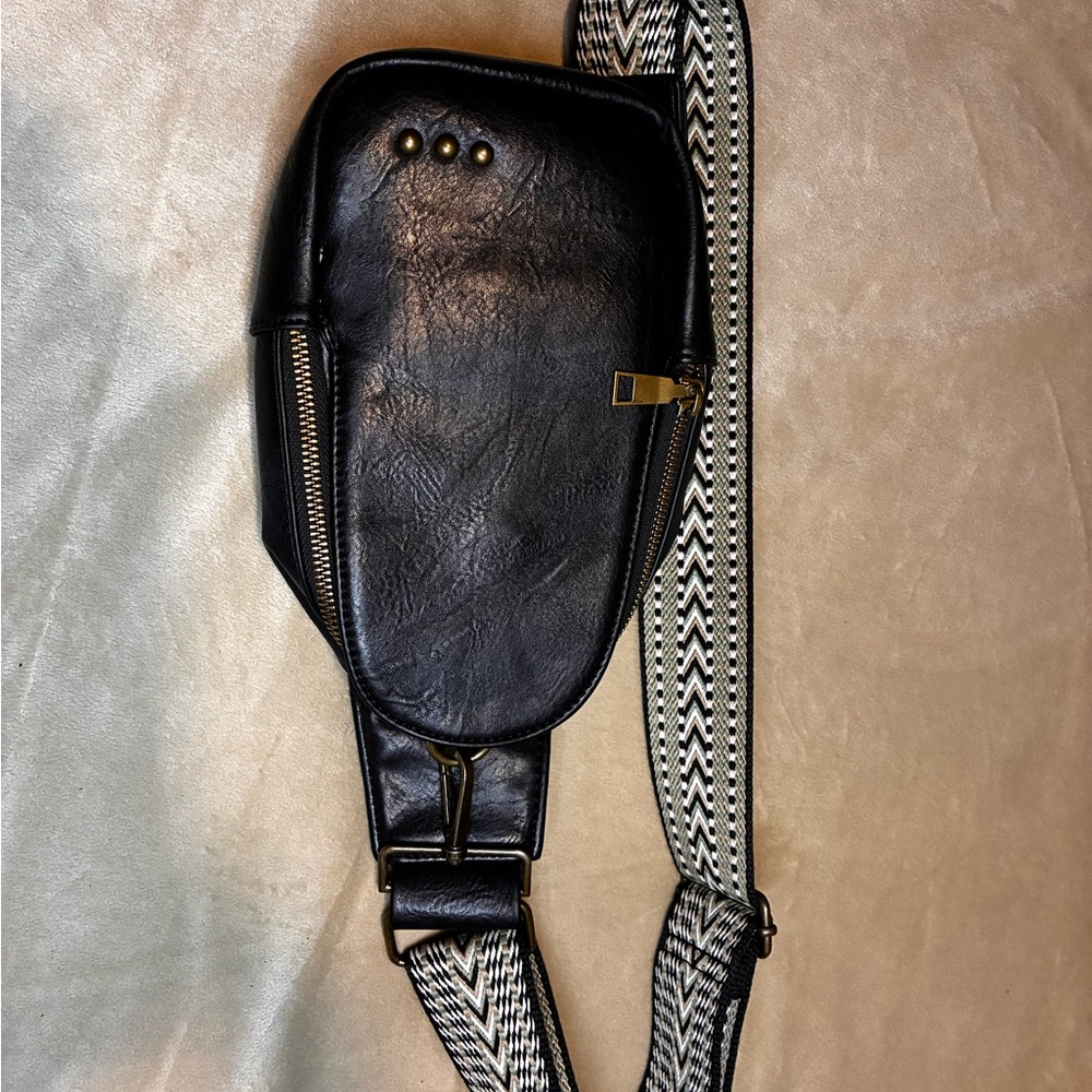 Elegant Black Leather Belt Bag